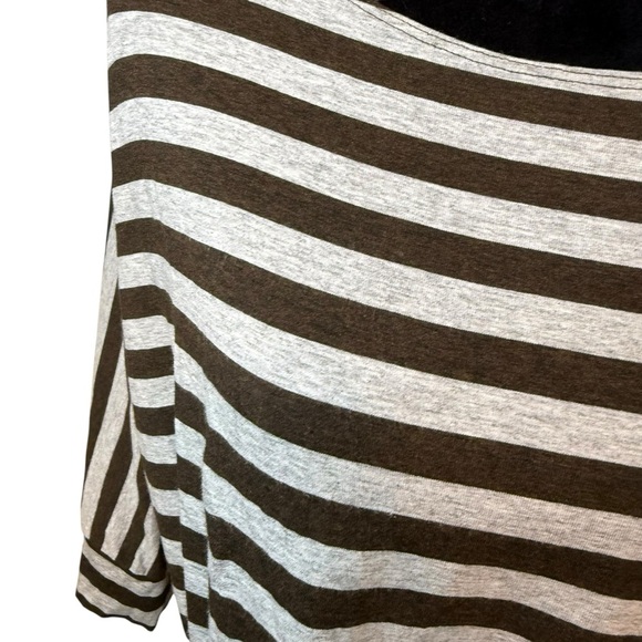 Vince | Gray & Brown Striped Knit Dress with Tie at the Waist | Sz S - Picture 3 of 9